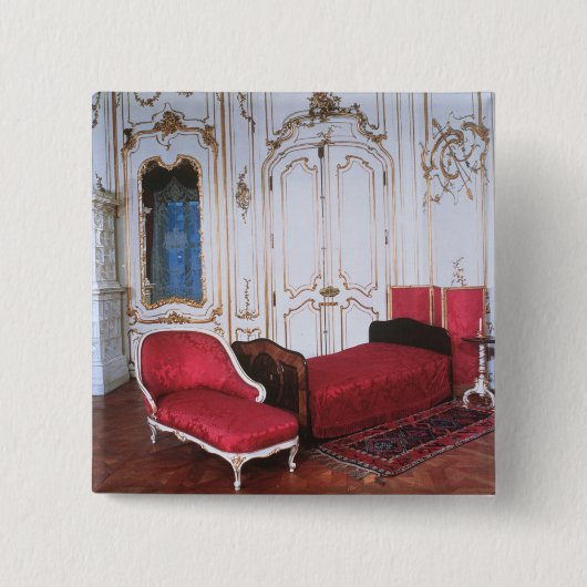 De slaapkamer van Elizabeth van Beieren Vierkante Button 5,1 Cm (Voorkant)