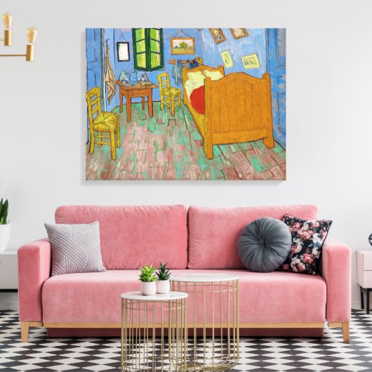 De slaapkamer van Vincent Van Gogh Canvas Afdruk (Insitu (Woonkamer))