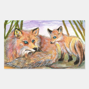 De slaaptijd van Little Fox Rechthoekige Sticker