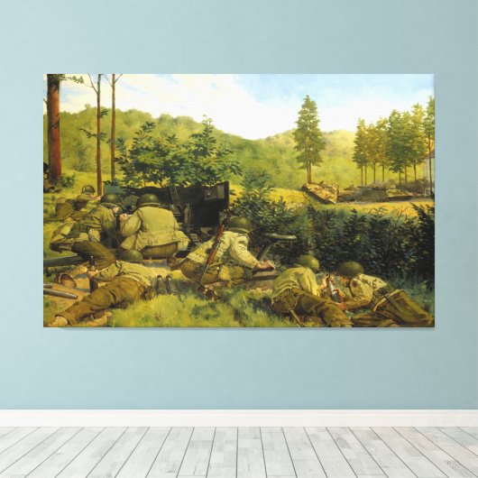 De Slag bij Mortain door Keith Rocco Canvas Afdruk (Insitu (Houten vloer))