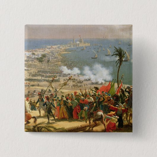 De slag om Aboukir, 25 juli 1799 Vierkante Button 5,1 Cm (Voorkant)