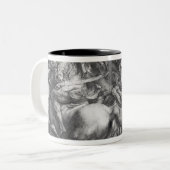 De slag om Anghiari na Leonardo da Vinci Tweekleurige Koffiemok (Voorkant links)