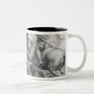 De slag om Anghiari na Leonardo da Vinci Tweekleurige Koffiemok