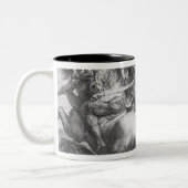 De slag om Anghiari na Leonardo da Vinci Tweekleurige Koffiemok (Links)