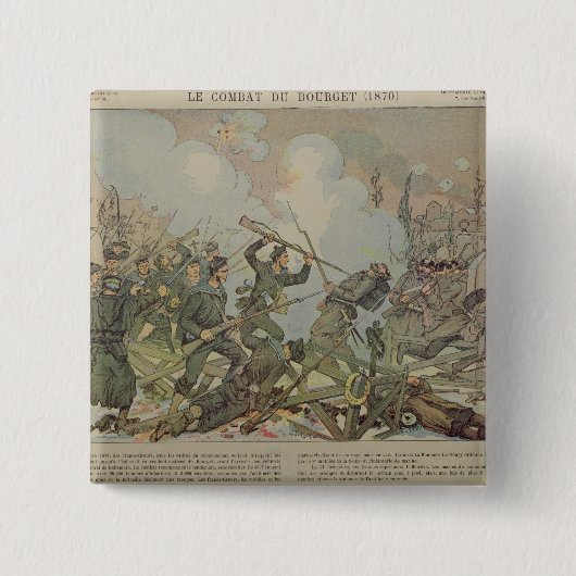 De slag om Bourget , 1887 Vierkante Button 5,1 Cm (Voorkant)