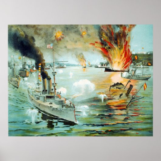 De slag om de Spaanse Amerikaanse oorlog in Manill Poster (Voorkant)