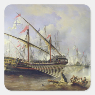 De slag om Grengham op 27 juli 1720 Vierkante Sticker