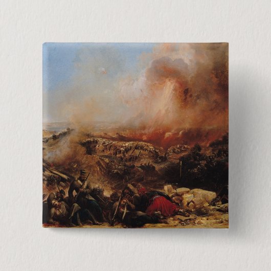 De slag om Sebastopol Vierkante Button 5,1 Cm (Voorkant)