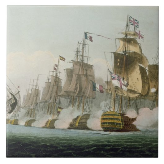 De slag om Trafalgar, 21 oktober 1805, Engrav Tegeltje (Voorkant)