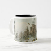 De slag om Trafalgar, 21 oktober 1805, Engrav Tweekleurige Koffiemok (Voorkant links)