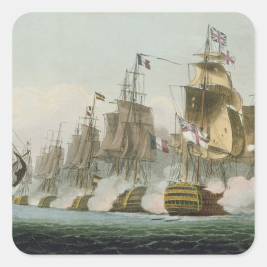 De slag om Trafalgar, 21 oktober 1805, Engrav Vierkante Sticker (Voorkant)