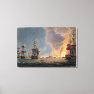 De slag van de Nijl, 1 augustus 1798, gegraveerd Canvas Afdruk