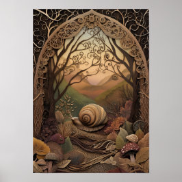De slak | Sunny Autumn Forest Art Poster