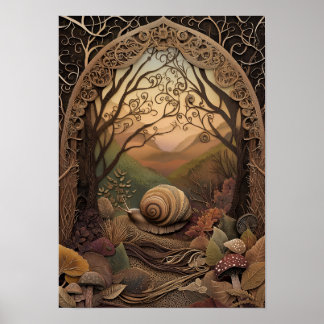 De slak | Sunny Autumn Forest Art Poster