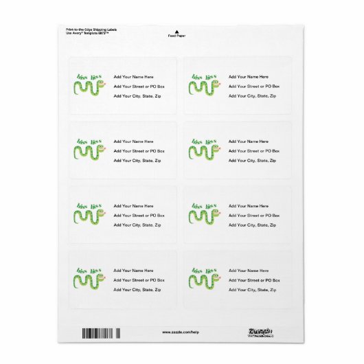 De Slang van de Sisklank van de sisklank Etiket (Full Sheet)