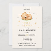 De slapende babybeer babyshower uitnodiging (Voorkant)