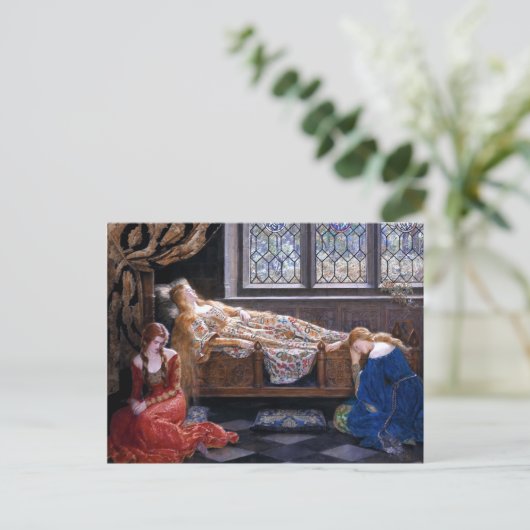 De slapende schoonheid van John Collier 1921 Briefkaart (Staand voorkant)