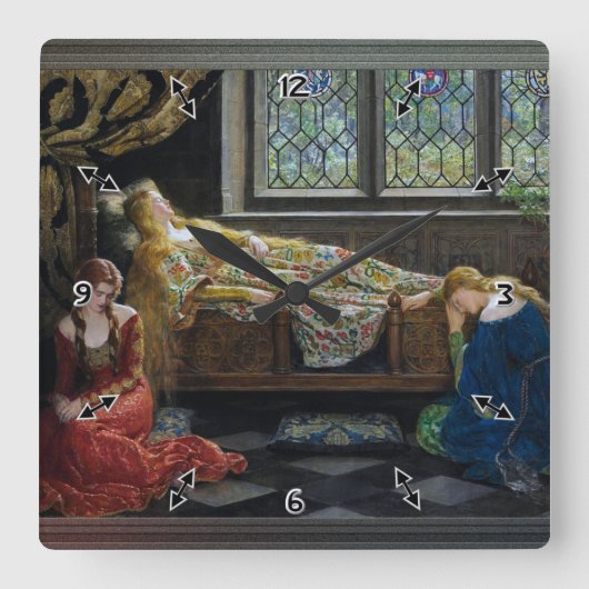 De slapende schoonheid van John Collier Vierkante Klok (Voorkant)