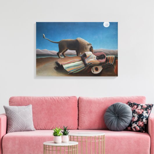 De slapende zigeuner | Henri Rousseau | Canvas Afdruk (Insitu (Woonkamer))
