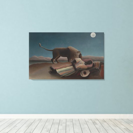 De slapende zigeunerin van Henri Rousseau, Kunst u Canvas Afdruk (Insitu (Houten vloer))