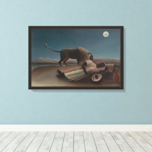 De Slapende Zigeunerin van Henri Rousseau, Vintage Canvas Afdruk