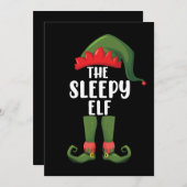 De Slaperige Elf Familie Matching Groep Kerst Kaart (Voorkant / Achterkant)