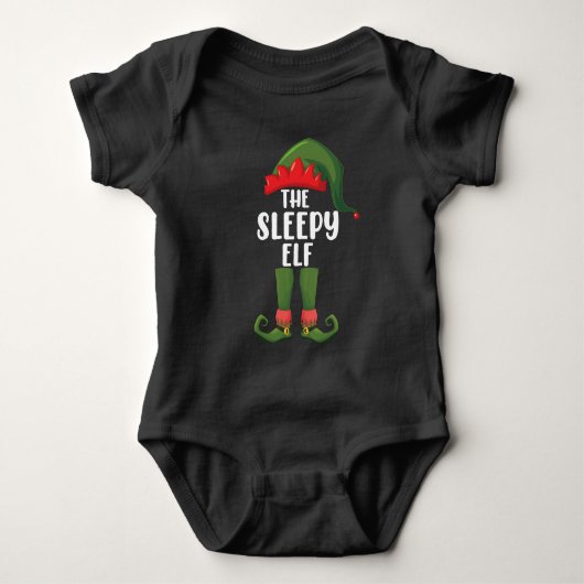 De Slaperige Elf Familie Matching Groep Kerstmis Romper (Voorkant)