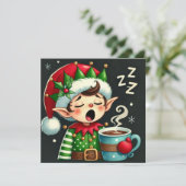 De slaperige helper van de Kerstman Feestdagenkaart (Staand voorkant)