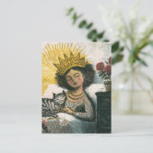 De slaperige kat en haar koningin briefkaart (Staand voorkant)