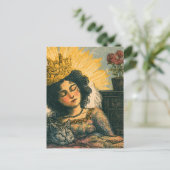De Slaperige Koningin en haar Kat Briefkaart (Staand voorkant)