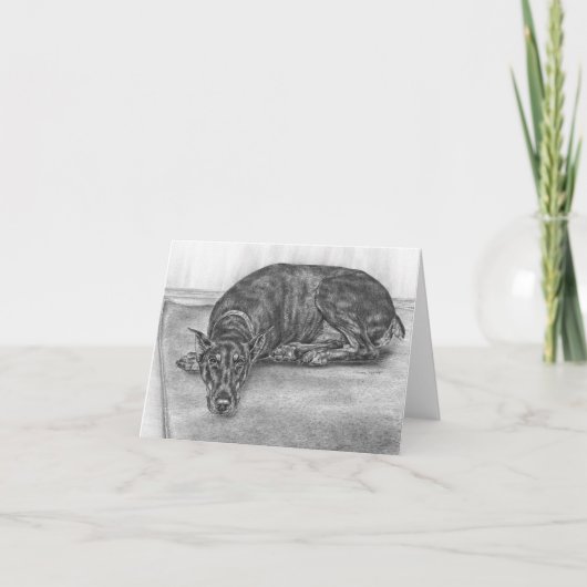 De slaperige Tekening van de Hond van Doberman Kaart (Voorkant)