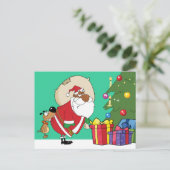 De slechte Hond bijt Zwarte Kerstman op het Feestdagenkaart (Staand voorkant)