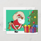 De slechte Hond bijt Zwarte Kerstman op het Feestdagenkaart (Voorkant / Achterkant)