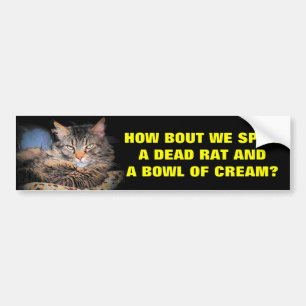 De slechte Kat neemt de de Dode Rat en Room van Bumpersticker