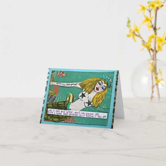 DE SLECHTE MEERMIN NOTECARD VAN DE KUNST VAN HET KAART (Gele Bloem)