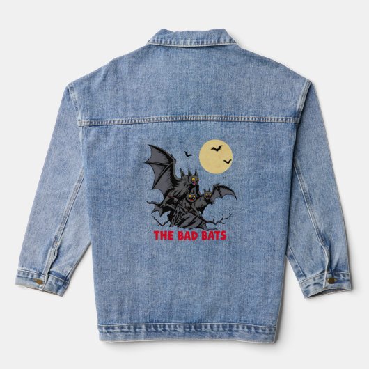 de slechte vleermuizen - grappig halloween cadeau denim jacket (Achterkant)