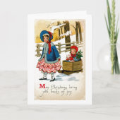 De slede trekken feestdagen kaart (Voorkant)