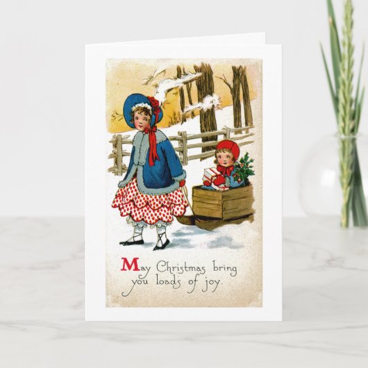 De slede trekken feestdagen kaart (Voorkant)