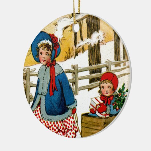 De slede trekken keramisch ornament (Links)