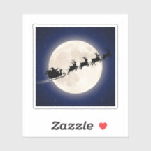 De slee en rendieren van Kerstman in silhouet bove