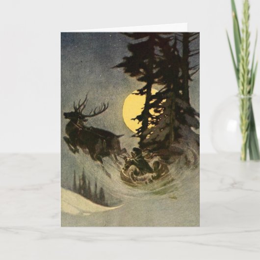 De slee van de kerstman gaat eraf feestdagen kaart (Voorkant)