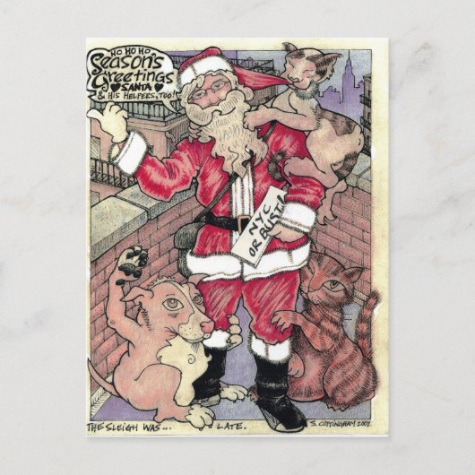 De slee was te laat briefkaart (Voorkant)