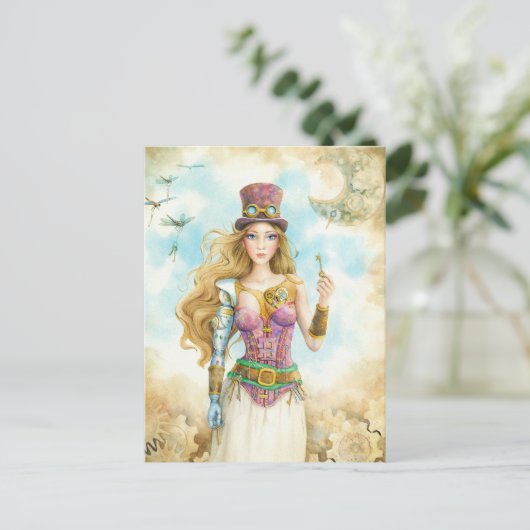 De sleutel, Steampunk meisje. Briefkaart (Staand voorkant)