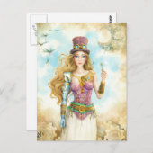 De sleutel, Steampunk meisje. Briefkaart (Voorkant / Achterkant)