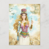 De sleutel, Steampunk meisje. Briefkaart (Voorkant)