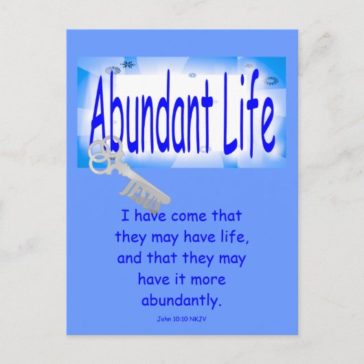 De sleutel tot overvloedig leven v2 (John 10:10) Briefkaart (Voorkant)