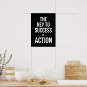 De sleutel tot succes is actie, Gym, Hustle, Succe Poster (Keuken)