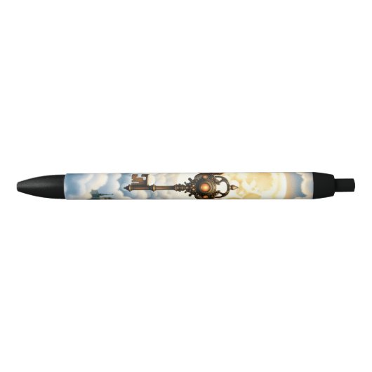 De Sleutel van de Eeuwigheid – Steampunk Vleugels Zwarte Inkt Pen (Voorkant)