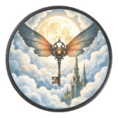 De Sleutel van Eeuwigheid – Steampunk Vleugels Hockey Puck (Voorkant)