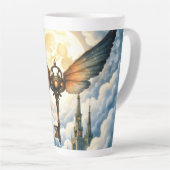 De Sleutel van Eeuwigheid – Steampunk Vleugels Latte Mok (Rechterhoek)